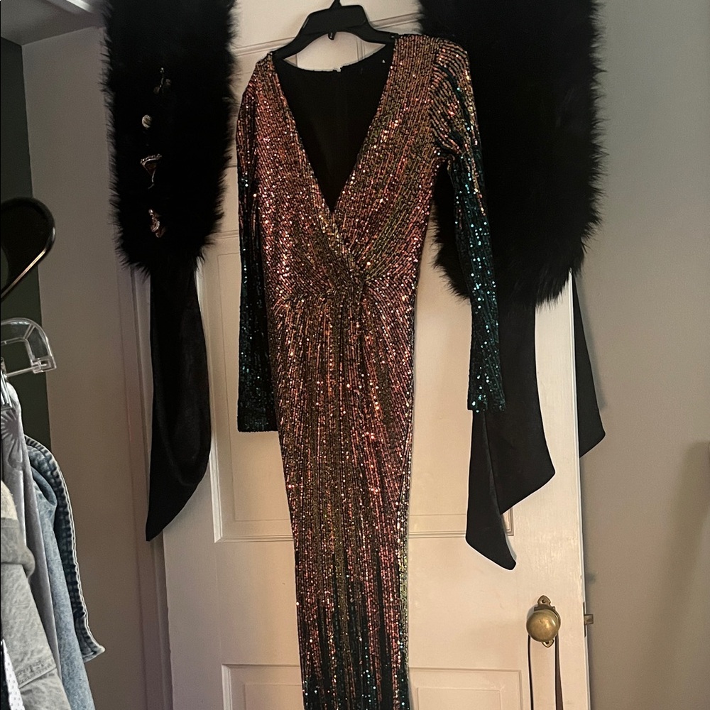 Elegant Multicolor Sequin Evening Gown